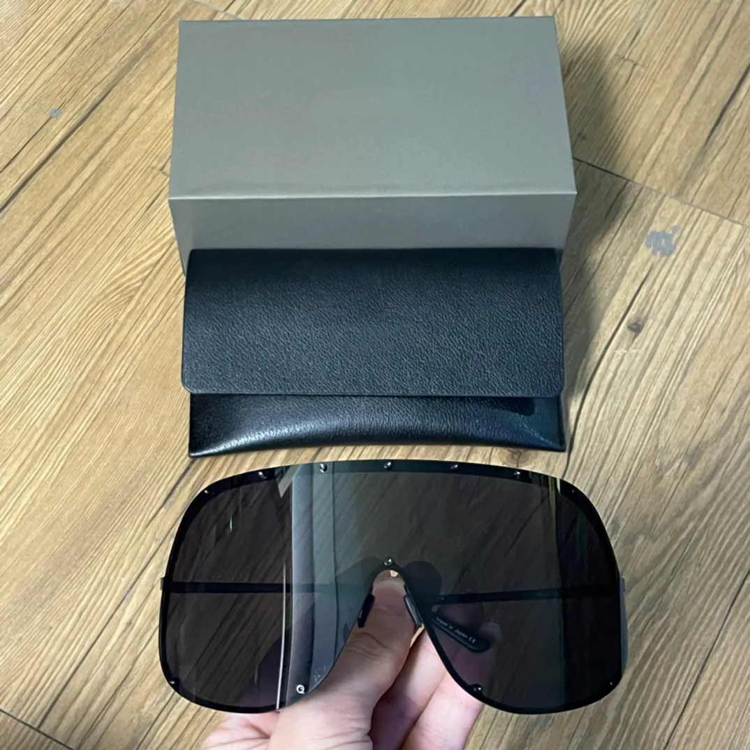 Oversize Mask Sunglasses for Women Men Black Metal/Dark Grey Wrap Glasses Eyewear Unisex
