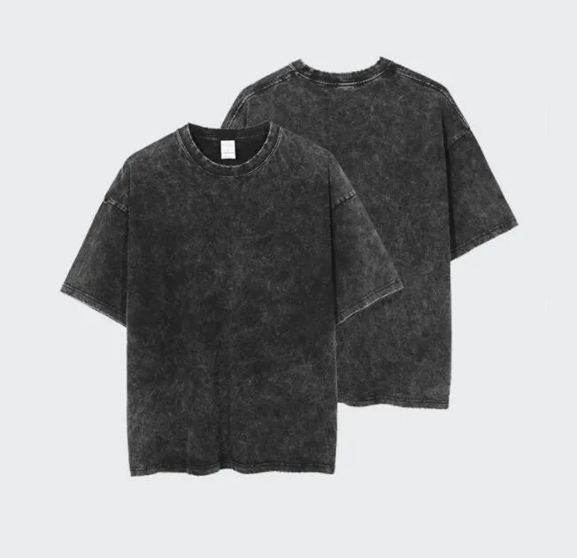 Wholesale Mens Washed High Street Black Short Sleeve Dye T