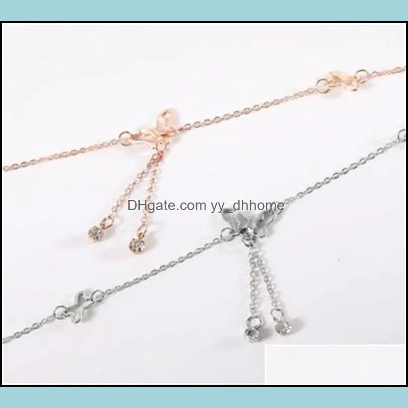 Temperament butterfly single drill tassel anklet female Korean fashion Bracelet accessories wholesale free shipping 96 L2