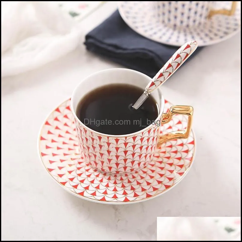 mugs nordic phnom penh geometric ceramic coffee cup british bone china mug dish set light luxury court wind afternoon tea cupgift box