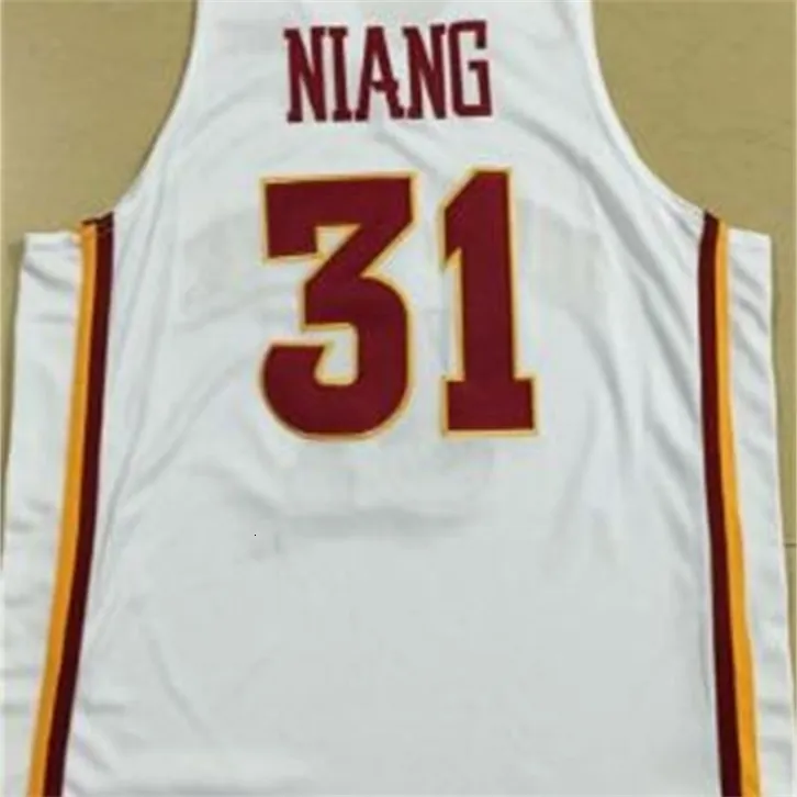 Chen37 Rare Herren #31 Georges Niang Iowa State College Trikot 0 Herren Weiß Gelb Trikot oder individuelles Trikot mit beliebigem Namen oder Nummer