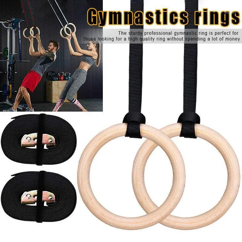 Accessori 1 paio di anelli per ginnastica in legno allenamento per la forza muscolare regolabile Home Fitness con bilancia 28/32mm FH99