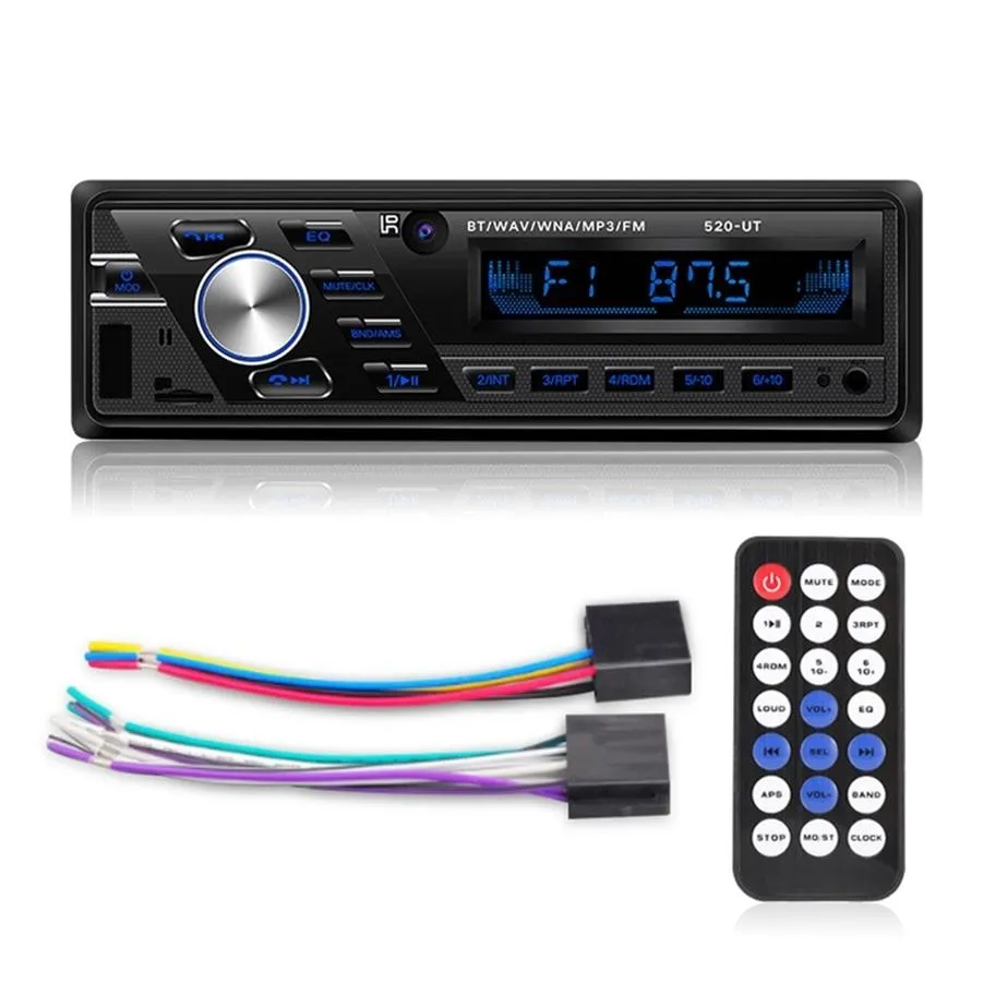 12V/24V Car Truck Radio Bluetooth 1Din Stereo Player Phone AUX ISO Interface MP3 FM/USB/Radio Remote Control 210625213W