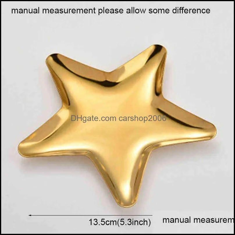 colorful bins five pointed star stainless steel jewelry tray simple display fruit ornaments cosmetic food storage plate pans vtmtl0046