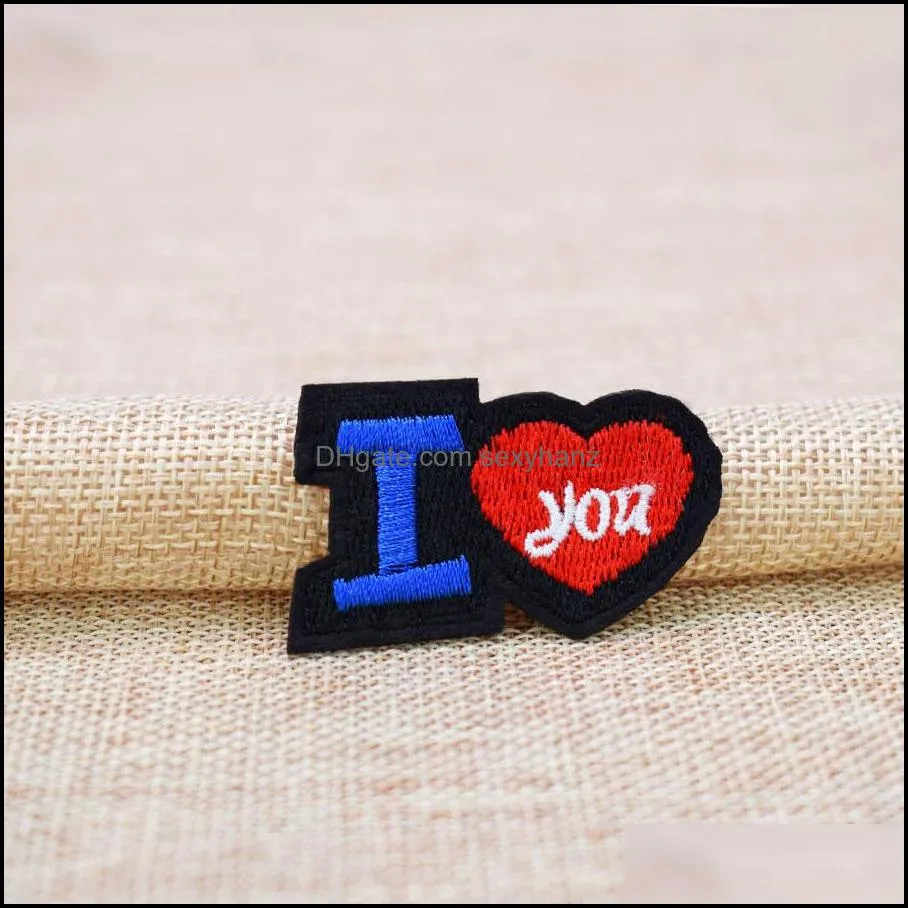 10pcs love embroideredes for clothing iron on transfer applique for jacket bags diy sew on embroidery badge