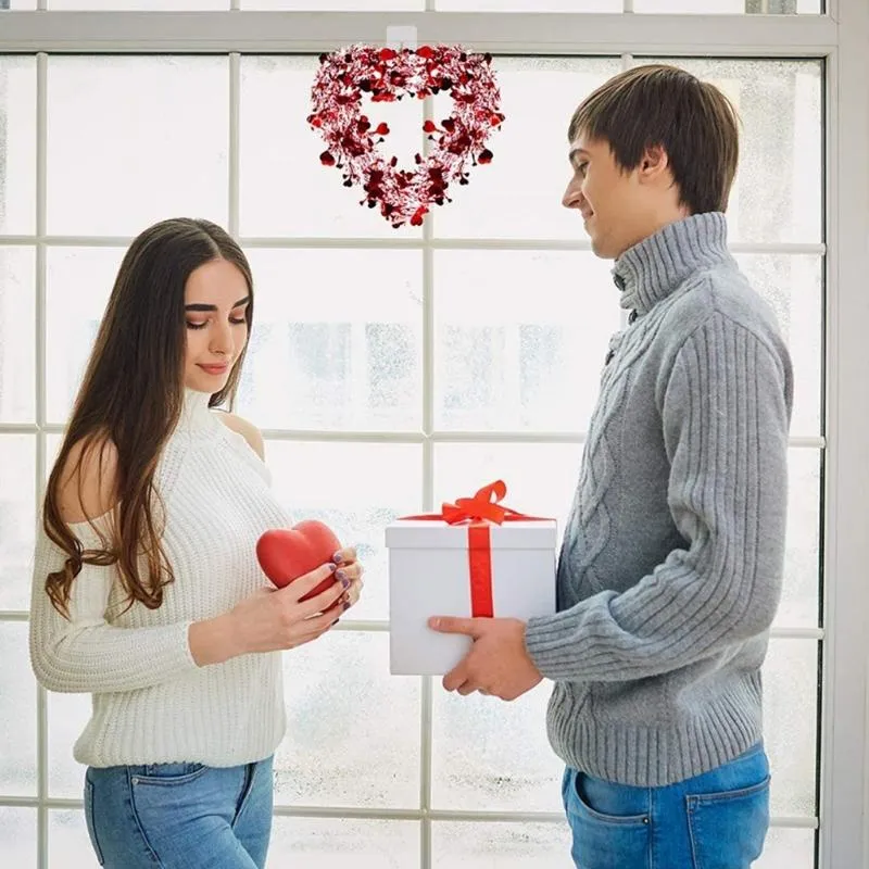 Red Valentine Heart Wreaths Heart Shaped Wreaths Hanging Valentines Day  Wreaths Decorations for Wedding Birthday Party Front Door Wall Window  Mantel