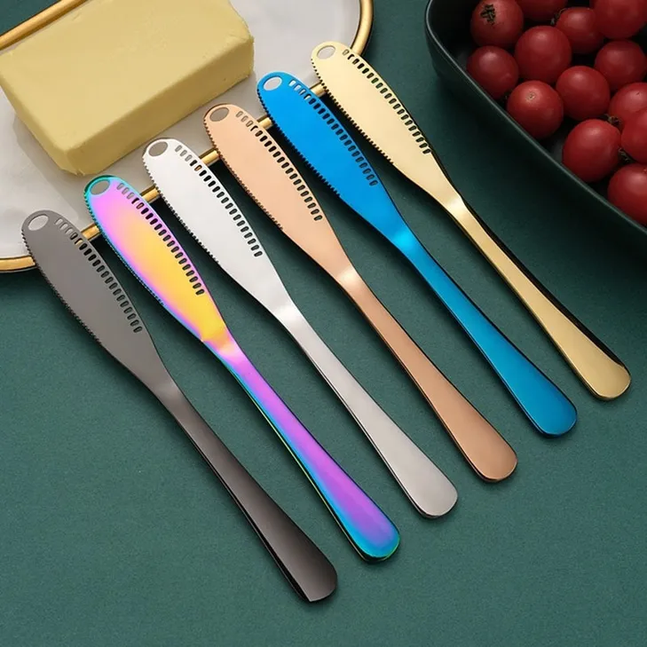 Colorful Special Rose Golden Black Color Butter Spreader Stainless Steel Cheese Knife Set C0420