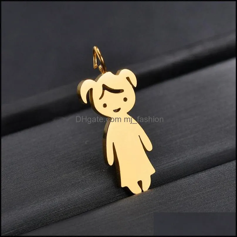 cute cartoon boy girl necklace stainless steel tricolor free combination home necklace lettering jewelry