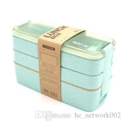 900ml Lunch Box 3 Layer Wheat Straw Bento Boxes Microwave Dinnerware Food Storage Container Lunchbox Eco friendly