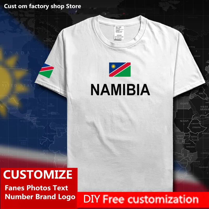 NAMIBIA Country Flag Tshirt DIY Custom Jersey Fans Name Number Brand Cotton T shirts Men Women Loose Casual Sports T shirt 220616