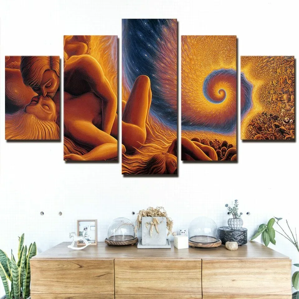 5 PCS Immortal Fibonacci Abstract Canvas Pictures Print Wall Art Canvas Paintings Wall Decorations for Living Room Unframe