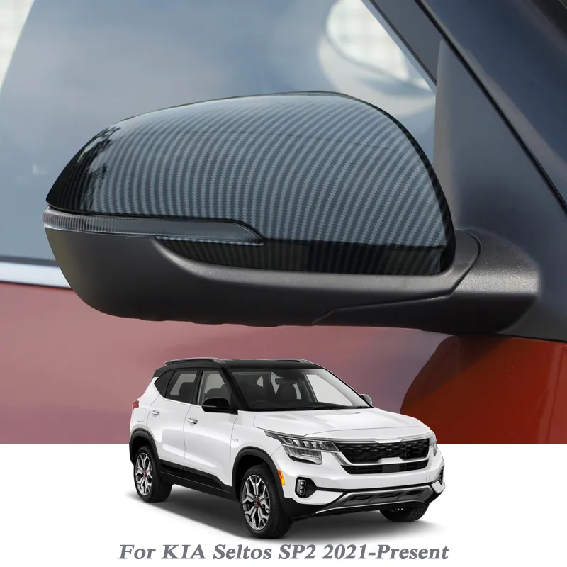 2 pcs Retrovisor Espelho Chuva Cobertura de Sobrancelha Carro Chromium Chromium Styling ABS para Kia Seltos SP2 2021-Actual Auto Acessórios Externos