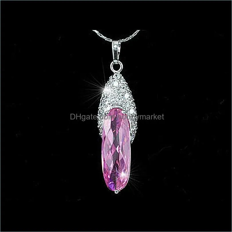 Pendant Necklaces Peacock Star Sparkling CZ Clear White, Pink & Necklace CSN298