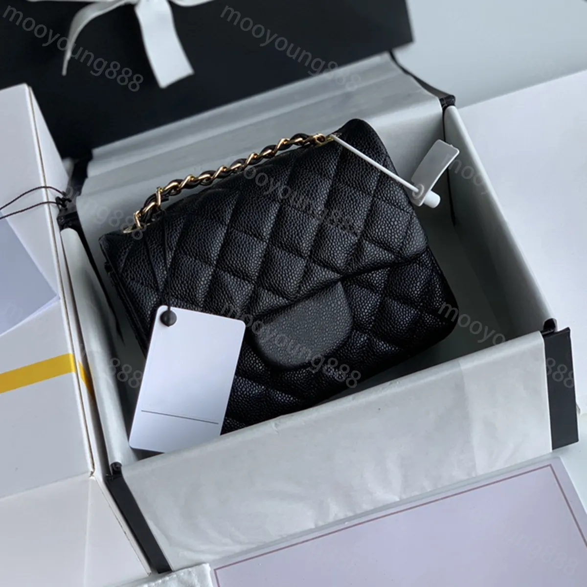 12a 업그레이드 거울 품질 고급 고급 디자이너 여성 퀼트 플랩 가방 다이아몬드 격자 가방 클래식 캐비아 램스 피부 지갑 핸드백 어깨 블랙 골드 체인 박스