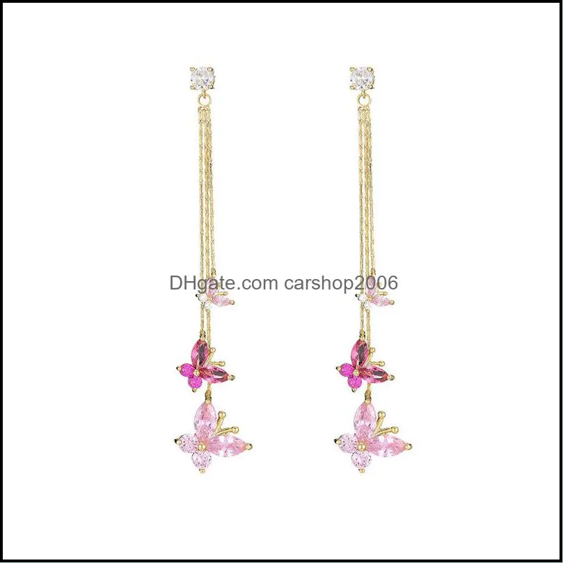 Dingle ljuskronor￶rh￤ngen smycken mini lila colorf zirkon drop ￶rh￤nge bling crystal ear tud f￶r summa dhiyi