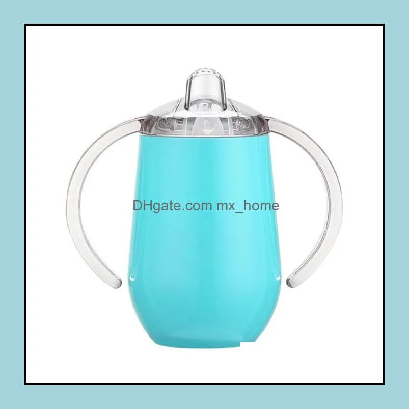 10oz sippy cup stainless steel tumbler with double handle egg cups vacuum insulation baby water bottle coffee mug yhm47