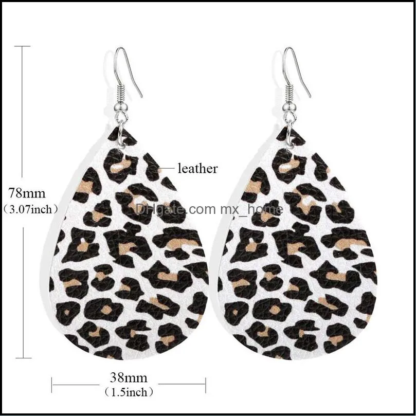 Drop Stud Earrings Pendant Leopard Earring Teardrop Leather Ear Ring Simple Vintage Jewelry for Women Girl Pendants Gift YFA2552