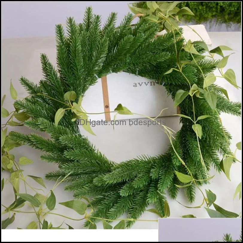 Artificial Pine Needles Christmas Wreath Decoration For Home Wedding Decoration Accessories Diy Fake Plant Flower Arr jllHOh