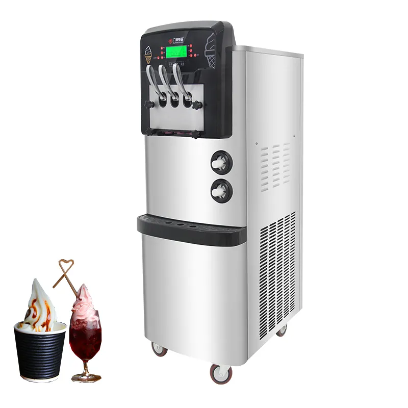 Commercial Soft Server Ice Cream Machine Electric Double Compressor Vertical Sweet Cone Makers 220V