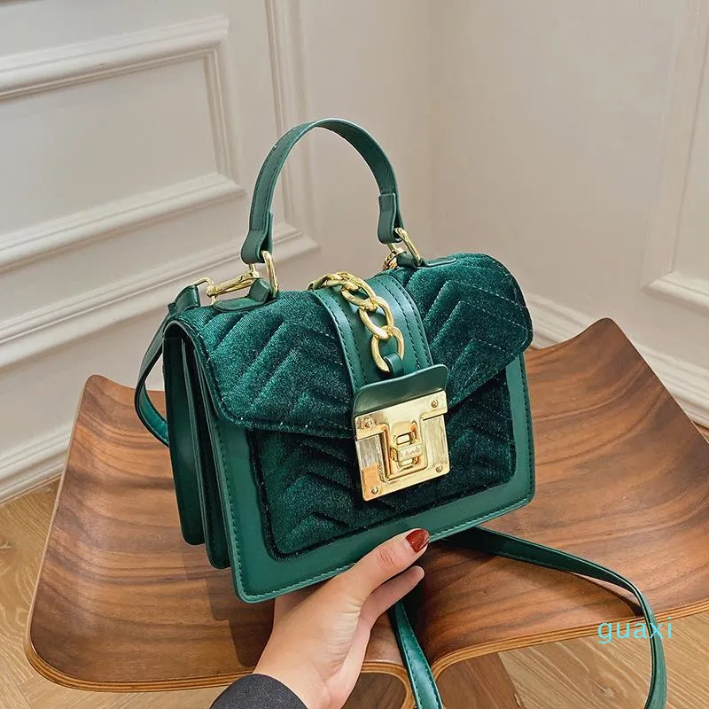 Evening Bags Embroidery Velvet Fashion Retro Small Square Bag autumn And Winter Texture Lock Shoulder Western Style Messenger