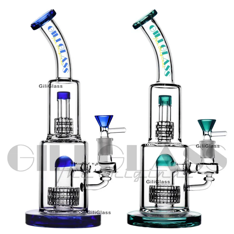 Narghilè Bong in vetro da 11,5 pollici con doppio braccio ispessito Albero Percolatore Perc Oil Rigs Dab Rig 14,4 mm Riciclatore comune Tubi dell'acqua Narghilè