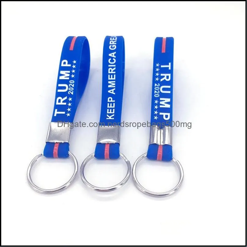 Blue Letter Car Keychains Party Favor Accessories Trump Key buckle Keyring Keep America Great For President Stars Portable Silicone 0 9by