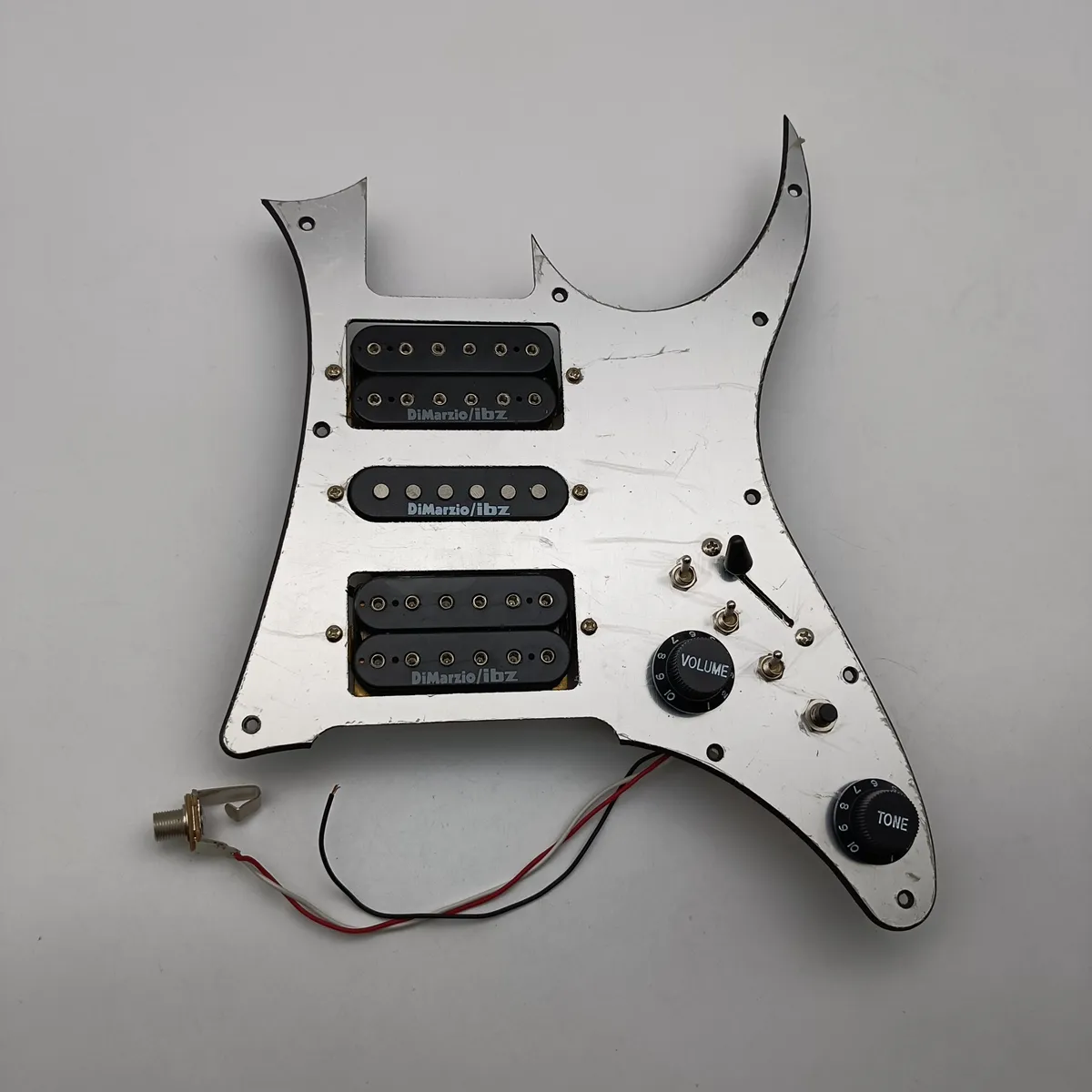 Sällsynt multifunktionsomkopplare HSH PickGuard Black DiMarzio Alnico Pickups 7 Way Switch Set för Ibanez Electric Guitar