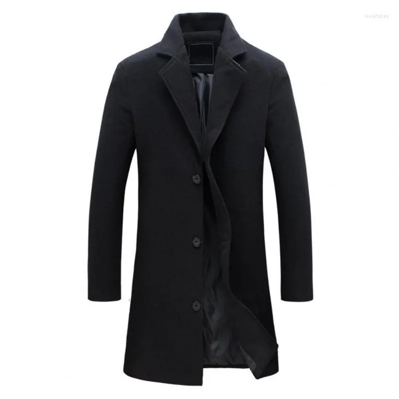 Trenchs pour hommes Beau travail Veste pour hommes Manteau Confortable Easy Match Polyester Pardessus à simple boutonnage pour l'hiver Viol22