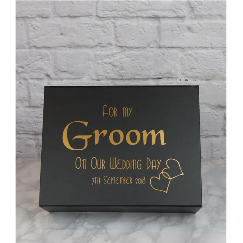 Emballage cadeau Luxe Groom To Be Box Mariage Pour Mon Groomman Personnalisé Or Merci Gfit Boîtes Demoiselle D'honneur Bienvenue Homme BoîtesGift
