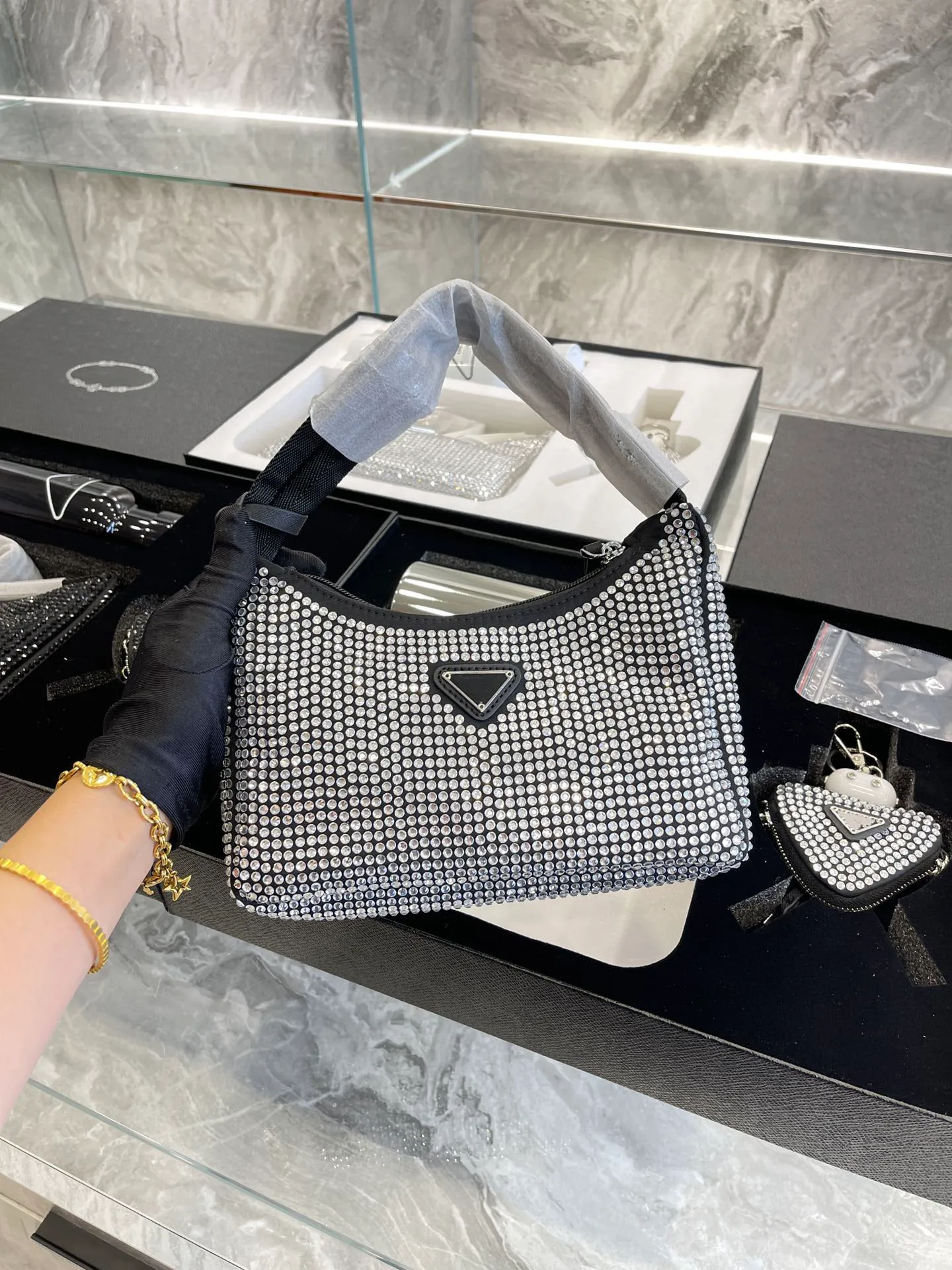 Cleo Duchesse Diamond Hobo Bag 올해 모방 싱글 어깨 디자이너 겨드랑이 가방 캔버스 크로스 바디 여성 고급 스러움 디자이너 핸드백 세 부분 상자