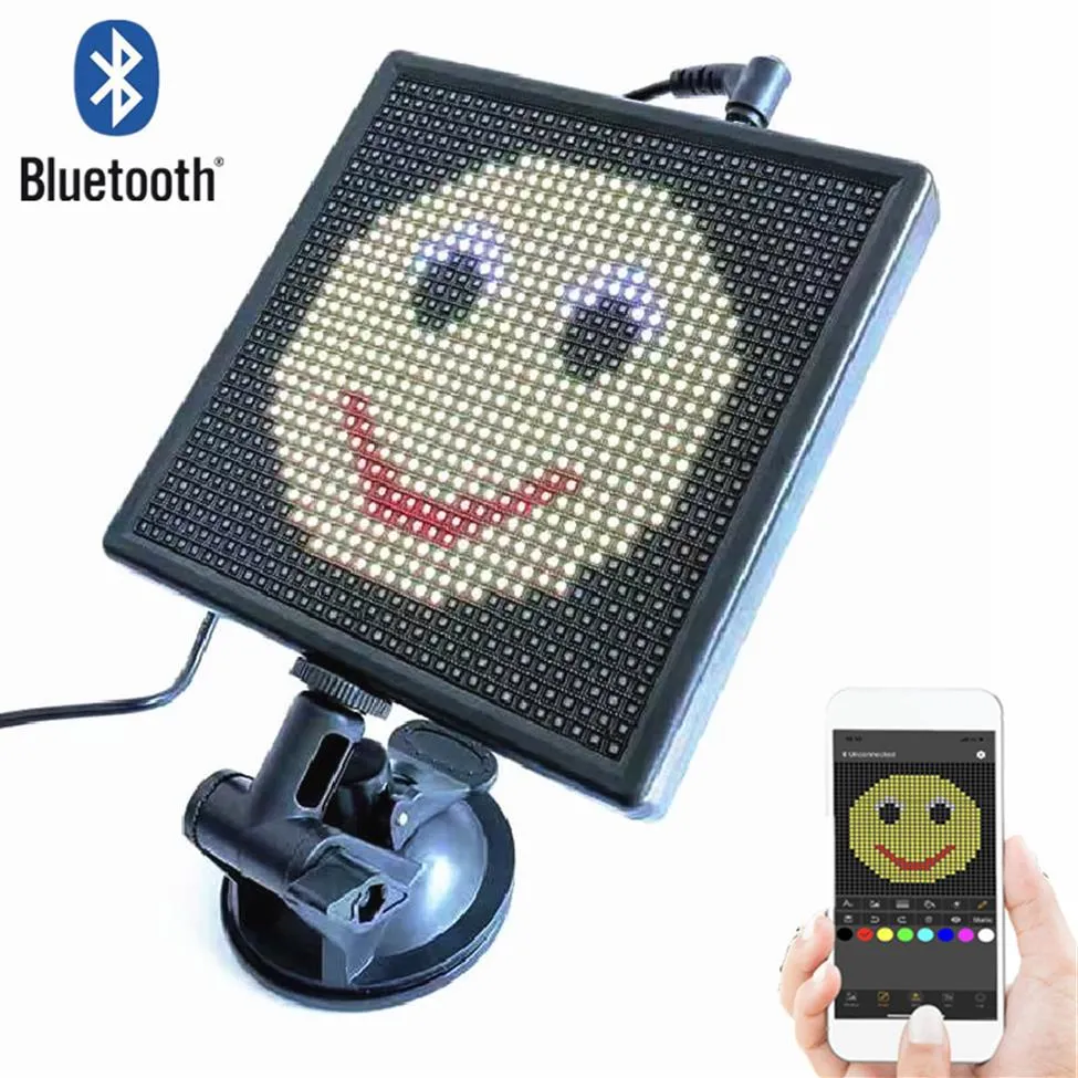 12v P4 32x32 RGB Bluetooth car LED Display Board Rear Window Programmable GIF smile LED On-board Screen face led sign Light306K