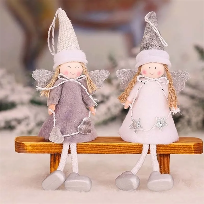Mignon en peluche fille ange arbre de Noël pendentif ornements enfants poupée cadeaux décoration pour la maison de Noël navidad Y201020