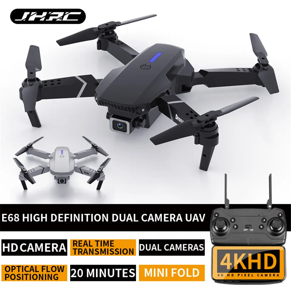 Droni E88 Pro 4K con grandangolo HD 1080P Doppia fotocamera Altezza Hold Wifi RC Pieghevole Quadcopter Drone Regalo Giocattolo