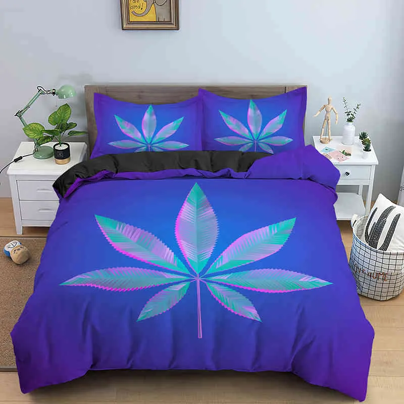 Parure de lit à motif de feuilles de cannabis pour femmes et