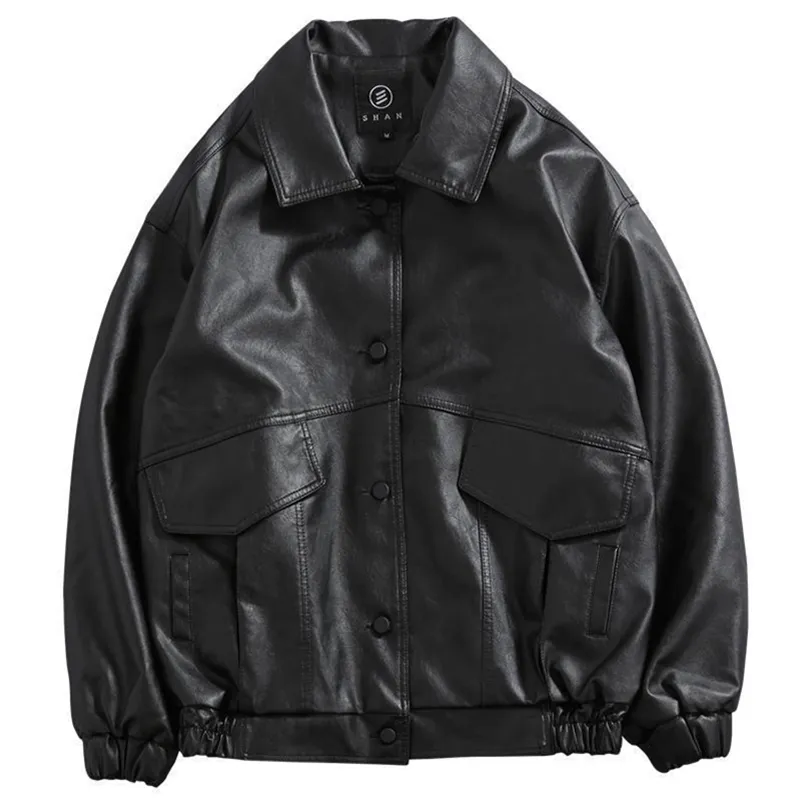 PU Leather Jacket Men Black Soft Faux Leather Jacket Motorcycle Biker Fashion Leather Coats Male Bomber Jacket Pockets Clothes 220801
