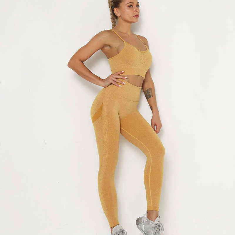 Yoga Dikişsiz Takım Kadın Koşu Eğitim Egzersiz Kıyafet Spor Giyim Parçaları Set Spor Sütyen Kadın Spor Spor J220706