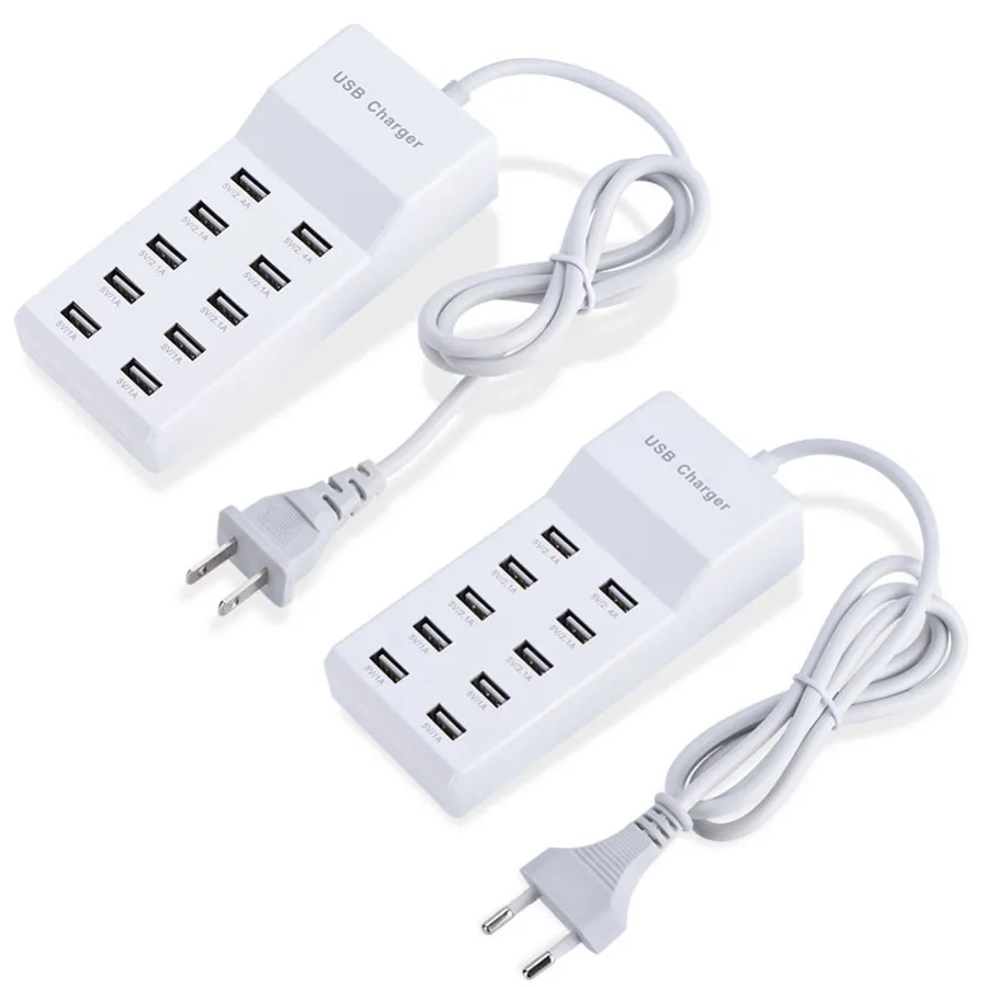 Adattatore per caricabatterie USB a 10 porte Adattatori per caricatori di alimentazione per stazione hub di ricarica rapida per fotocamera tablet telefono