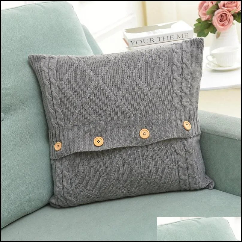 knitted pillow case cover european crochet button sofa car cushion cover home decor christmas xmas gifts 45*45cm wq64