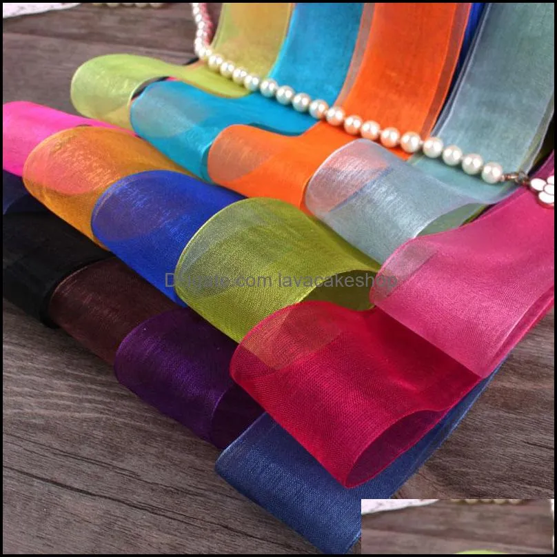 Width 4m 50Yards Various Color Silk Ribbon Organza Wholesale Gift Wrap Decoration Christmas Decorations Festive Party Supplies Home