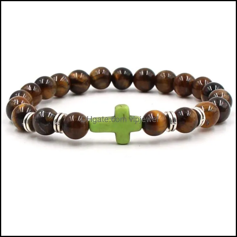 cross men bracelet for women luxury jewelry beaded bracelet tiger eye stone bracelets vipjewel