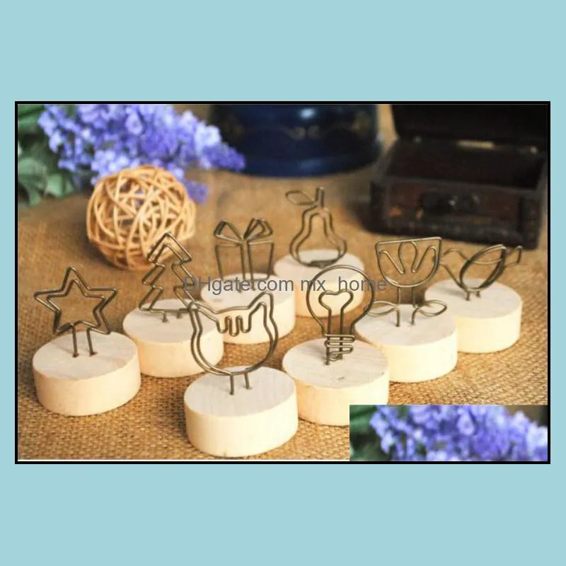 wood stand with clip wedding wooden photo clip card holder table stand number memo stand sn2898