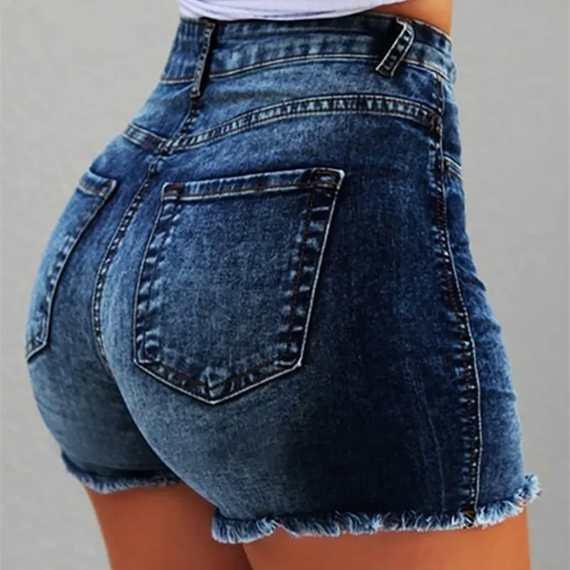 Kvinnor Fashion Casual Denim Short Pants Women Byxor Plus Size Overdimensionerad Summer Shorts Fringe Hem High midje denim Shorts 210716