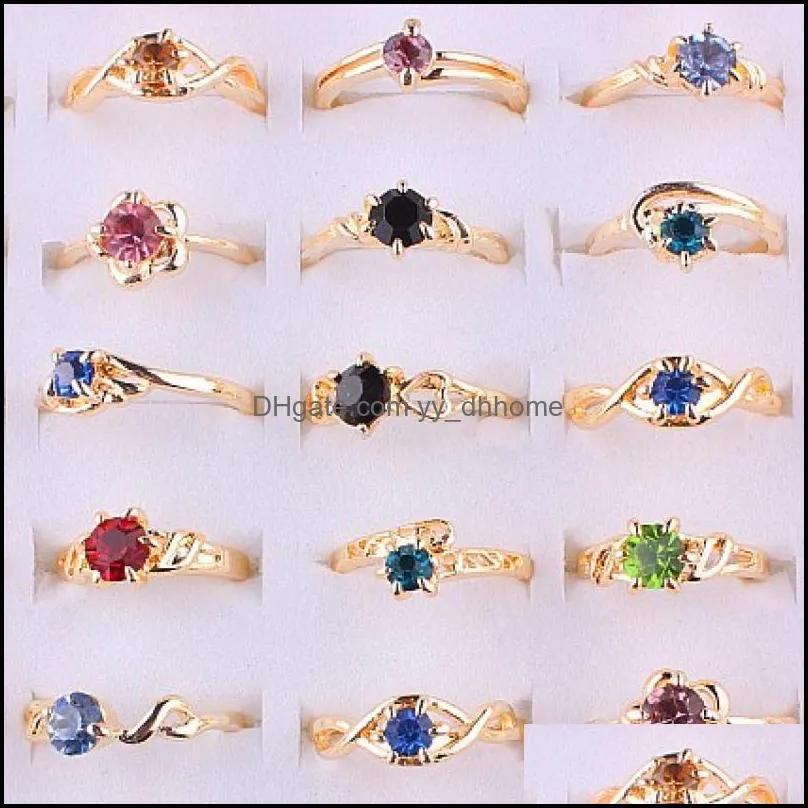 wholesale 50pcs rings band jewelry crystal rhinestone rose gold color women ring engagement wedding