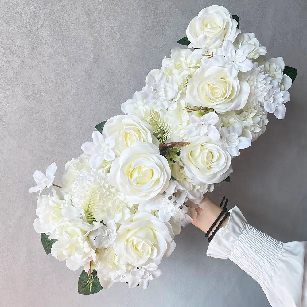 Wedding Road Cited Flowers Rose Peony Hydrangea Mix Fai da te Porta ad arco Fiore Fila Finestra T Stazione Decorazione di nozze