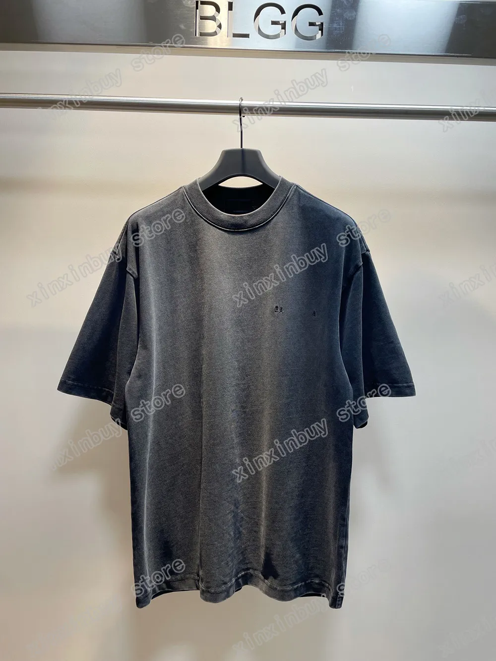 22SS män kvinnor designers t skjortor tee förstörde små bokstäver broderi kort ärm besättning hals streetwear xinxinbuy xs-l