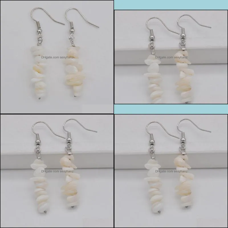 handmade white pearl shell beads gem stone earrings fashion jewelry