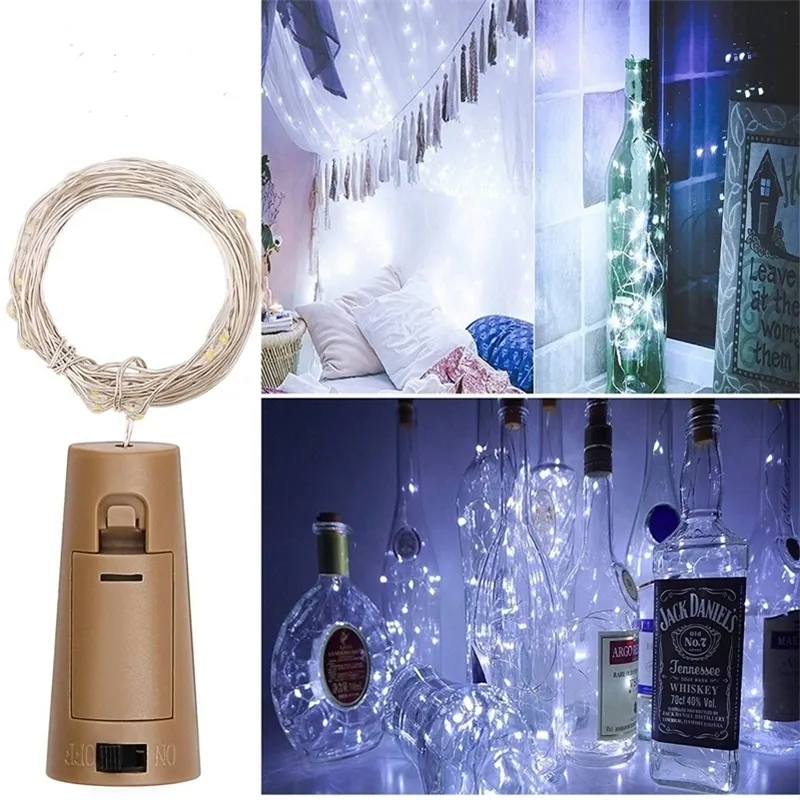 String Led Şarap Şişesi Cork 20led Işıklar Parti Düğün için Pil Noel Cadılar Bayramı Bar Dekor Sıcak Beyaz Y201020