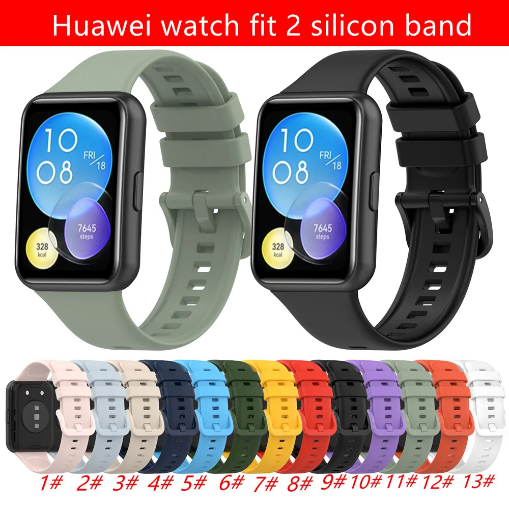 سوار السيليكون لـ Huawei Watch FIT 2 حزام معصم معصم معادن بوكيل بوكلي رياضي استبدال Correa Fit2 Band Accessories