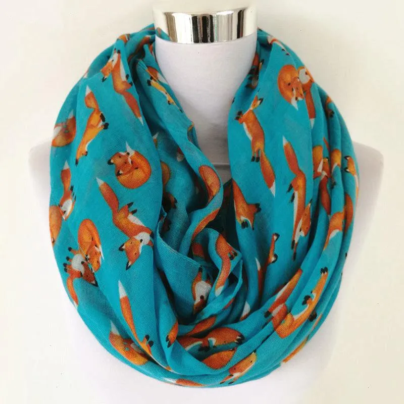 Fashion Fox Infinity Scarf Animal Kleine sjaals in lange tan sjaals panda dames halsdoek