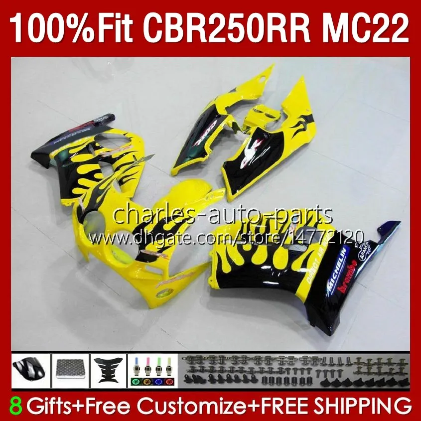 Corpo Iniezione Per HONDA Yellowflames CBR250RR 1990 1991 1992 1995 1996 1997 1998 1999 131No.65 CBR 250RR 250 RR CC 250CC MC22 CBR250 RR 90 91 92 93 94 95 96 97 98 99 Carenatura